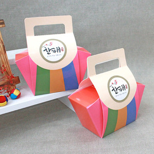 손잡이 색동 송편주머니(5개) 명절 전통만들기재료  송편상자